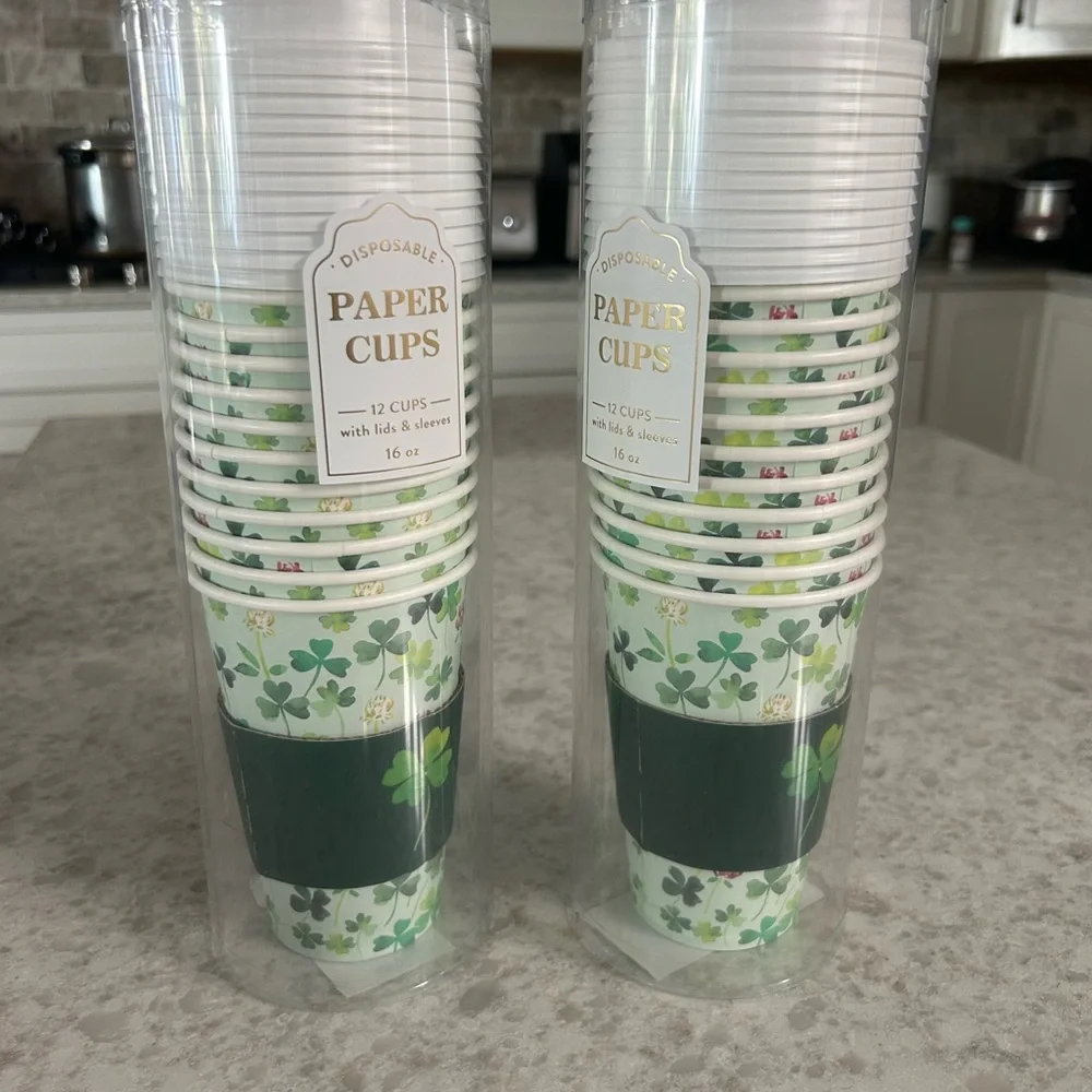“New”Disposable Paper Travel Cups - St. Patrick's Day Designs (36 cups)